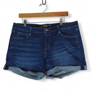 Arizona Jean Co Shorts Womens 17 Blue Rolled Cuff Denim Stretch‎ Mom 4" Inseam